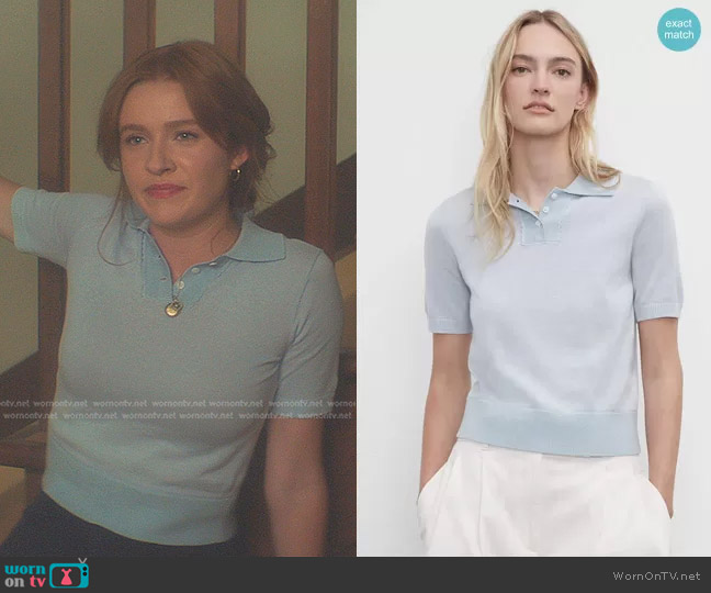 Club Monaco Scalloped Cotton-Linen Polo worn by Nancy Drew (Kennedy McMann) on Nancy Drew