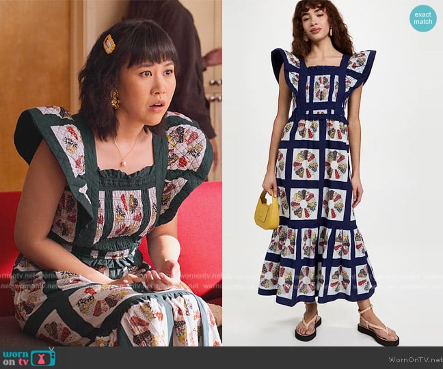 Sea Pippin Patchwork Smocked Apron Dress worn by Eleanor Wong (Ramona Young) on Never Have I Ever