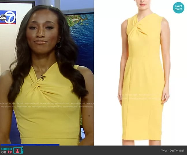 WornOnTV: Brittany Bell’s yellow knotted neckline dress on Good Morning ...