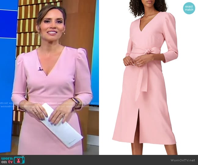 WornOnTV: Rhiannon Ally’s pink v-neck dress on Good Morning America ...