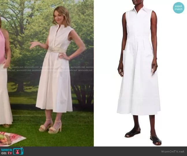 Co Sleeveless Maxi Shirtdress with Pockets worn by Savannah Guthrie on Today