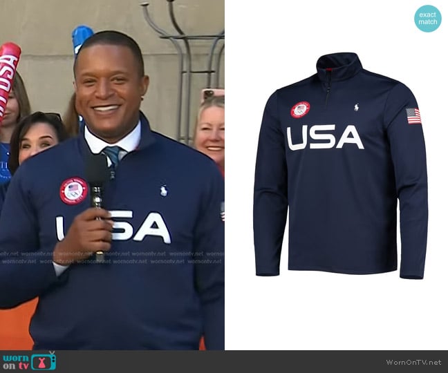 Ralph Lauren Team USA Quarter-Zip Sweatshirt worn by Craig Melvin on Today