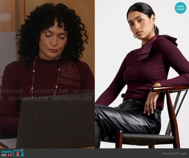 Ted Baker Ambher Sweater in Oxblood worn by Francey (Rosa Arredondo) on So Help Me Todd