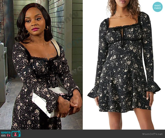 Free People Tess Floral Print Minidress worn by Chanel Dupree (Raven Bowens) on Days of our Lives