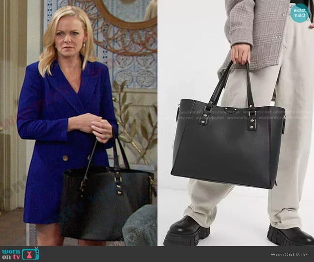 Topshop Top Handle Bag in Black worn by Belle Brady (Martha Madison) on Days of our Lives