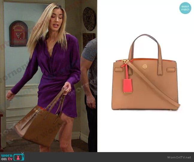 Tory Burch Walker Satchel Tote worn by Sloan Peterson (Jessica Serfaty) on Days of our Lives