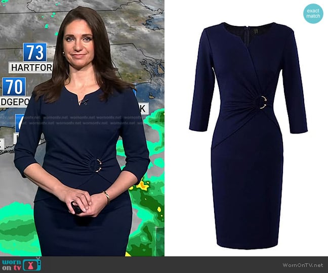 VFSHOW as Amazon Notch V Neck Ruched Sheath Dress worn by Maria Larosa on Today