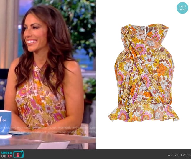 Veronica Beard Kailani Cross Front Floral Chiffon Top worn by Alyssa Farah Griffin on The View