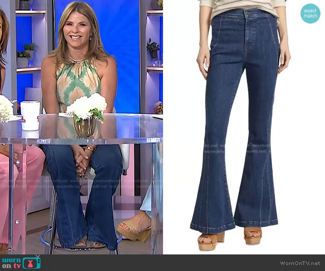 WornOnTV: Jenna’s green tie dye top and flare jeans on Today | Jenna ...