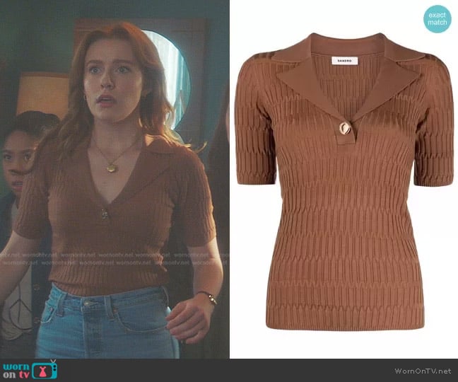 Sandro Victor Rib-Knit Sweater worn by Nancy Drew (Kennedy McMann) on Nancy Drew