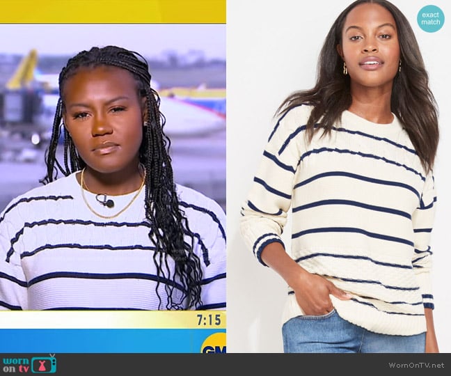 Vineyard Vines Fisherman Block Striped Crewneck Sweater worn by Janai Norman on Good Morning America