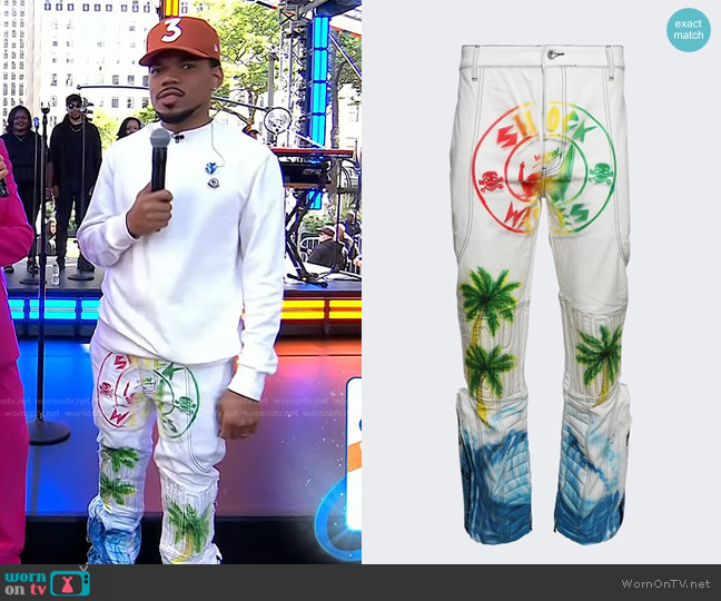 Who Decides War Bridgetown Mrdr Moto Denim Jean Sky worn by Chance the Rapper on Today