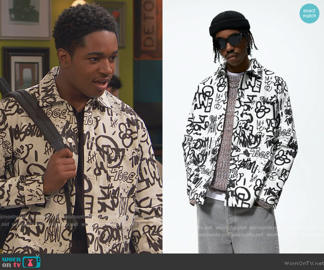 Zara Graffiti Print Shirt worn by Booker Baxter (Issac Ryan Brown) on Ravens Home