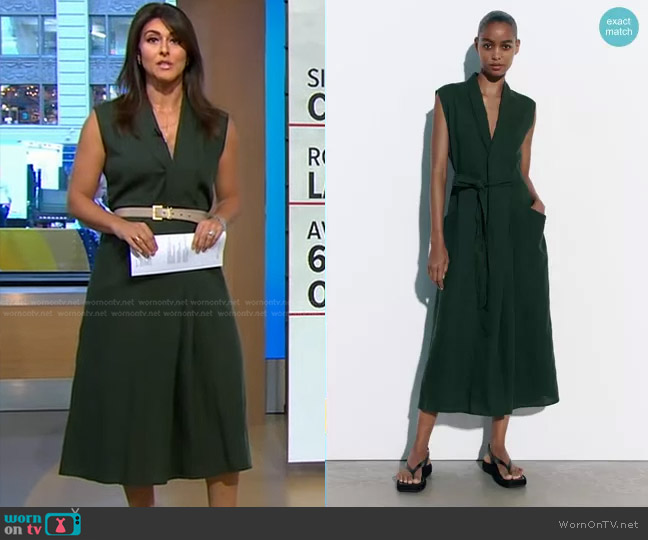 WornOnTV: Erielle’s green sleeveless wrap dress on Good Morning America ...