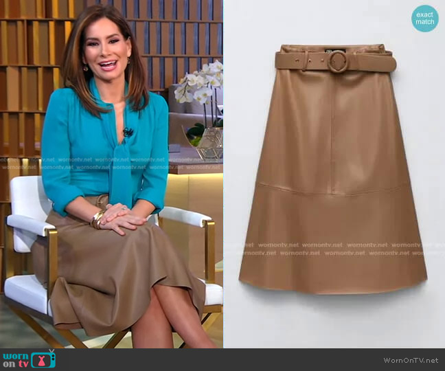 Zara Cape Skirt with Belt worn by Rebecca Jarvis on Good Morning America