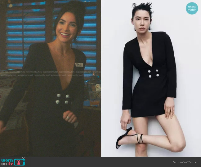 Zara Pearl Appliqué Belted Blazer Dress worn by Bess (Maddison Jaizani) on Nancy Drew