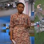 Zinhle Essamuah’s floral blouse and skirt on NBC News Daily