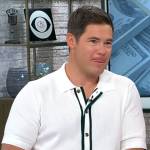 Adam DeVine’s white button front shirt on CBS Mornings