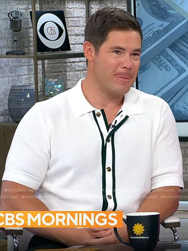 Adam DeVine’s white button front shirt on CBS Mornings