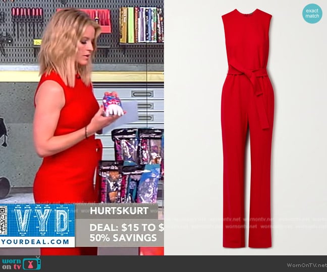 Adam Lippes Belted wool-crepe jumpsuit worn by Sara Haines on The View