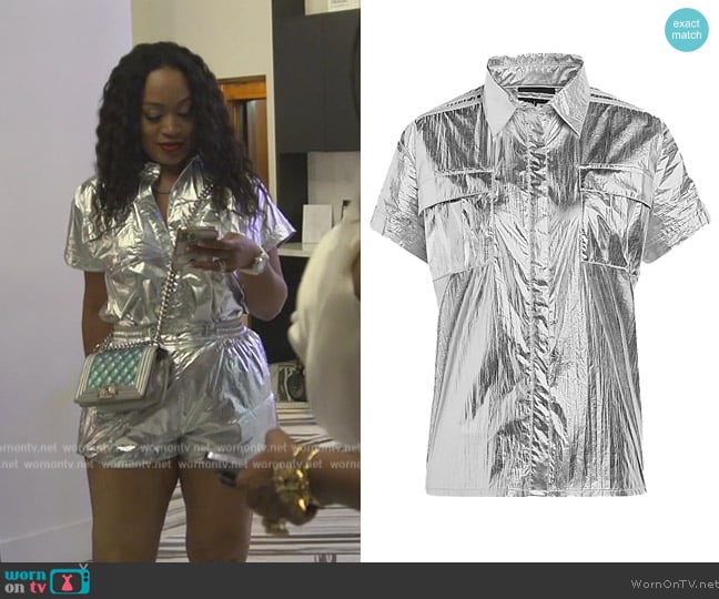 Adidas x Ivy Park Metallic Shirt worn by Monyetta on The Real Housewives of Atlanta