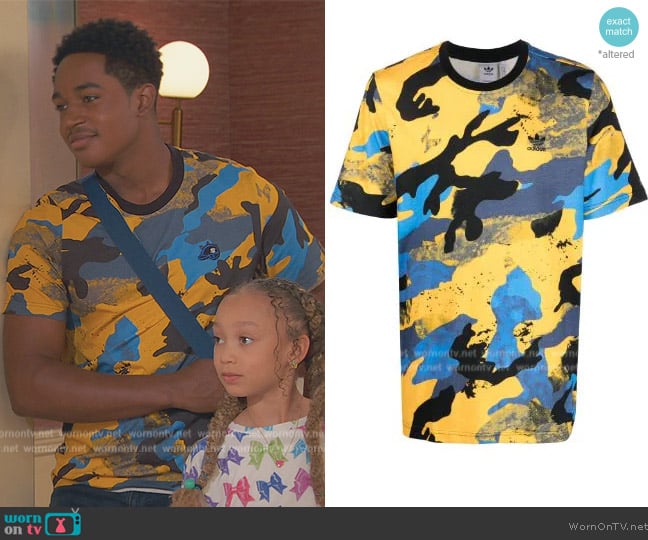 Adidas Camouflage-print design T-shirt worn by Booker Baxter (Issac Ryan Brown) on Ravens Home