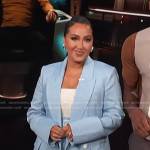 Adrienne’s blue double breasted blazer and shorts on E! News