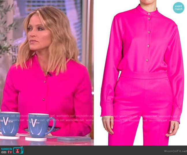 Agnona High-Low Button-Front Blouse worn by Sara Haines on The View