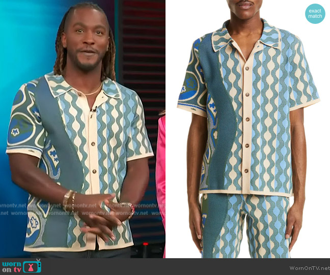 WornOnTV: Scott’s blue abstract knit shirt on Access Hollywood | Scott ...