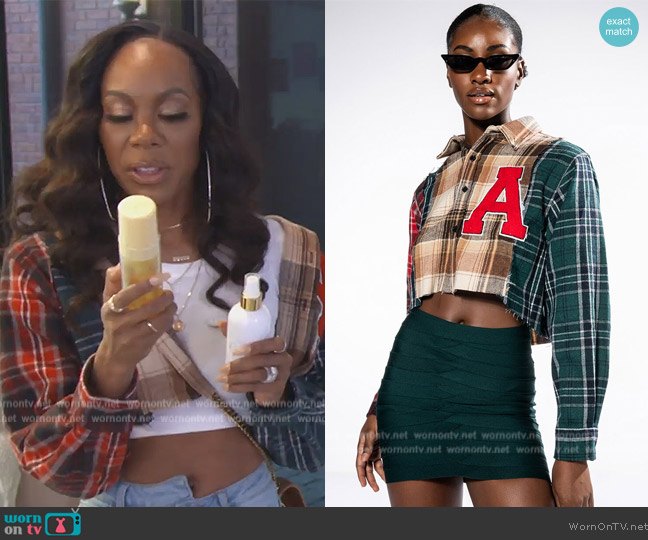 Akira Mixed Plaid Shirt worn by Sanya Richards-Ross on The Real Housewives of Atlanta