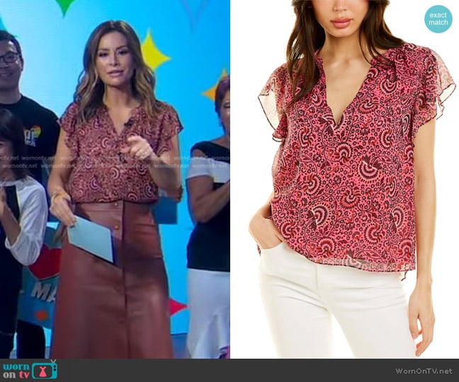 A.L.C. June Silk Top worn by Rebecca Jarvis on Good Morning America