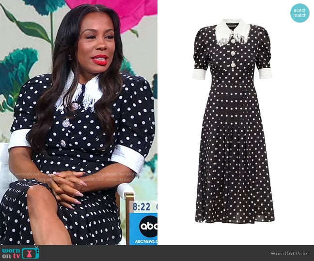 Alessandra Rich Sequin-Embellished Polka-Dot Dress worn by Karen Pittman on Good Morning America