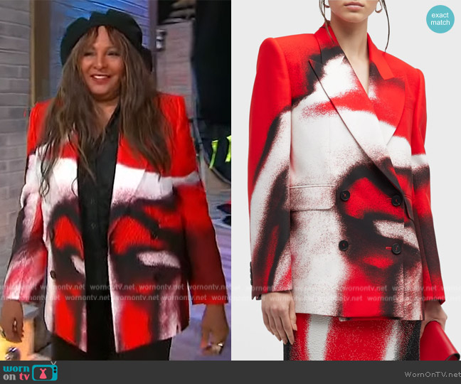 Alexander McQueen Printed Boxy Cady Jacket worn by Pam Grier on Sherri