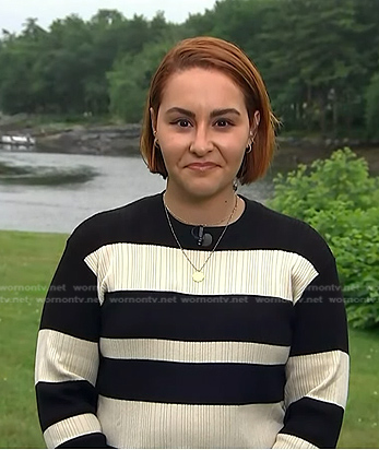 Ali Vitali's black and white stripe sweater on NBC News Daily
