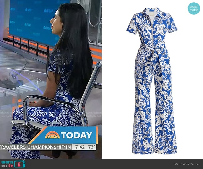 Alice + Olivia Gorgeous Printed Wide-Leg Jumpsuit worn by Dr. Roshini Rajapaksa on Today