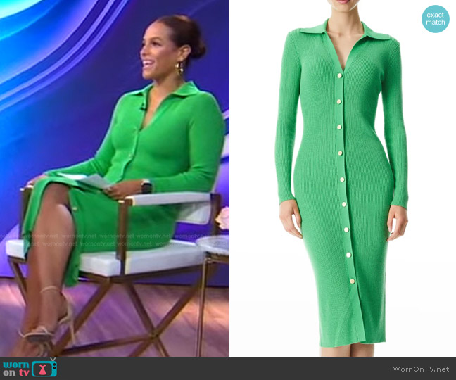 WornOnTV: Jess Sims’ green ribbed polo dress on Good Morning America ...