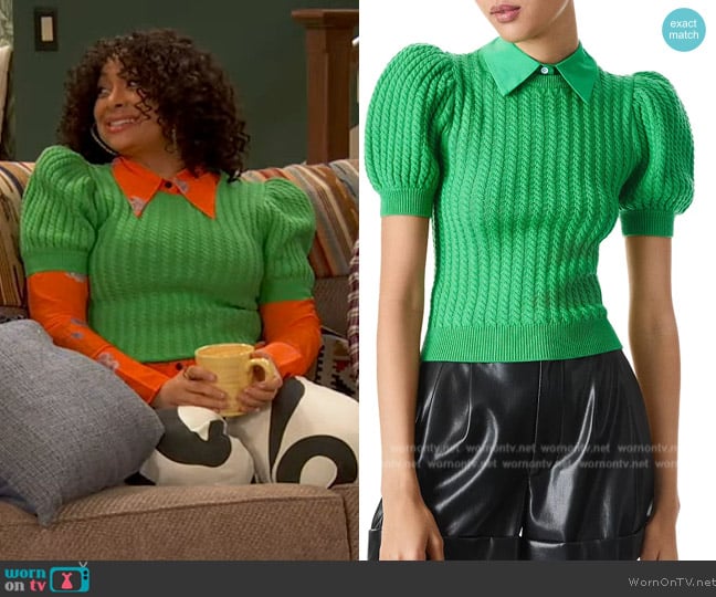 Alice and Olivia Chase Cable Puff Sleeve Sweater worn by Raven Baxter (Raven-Symoné) on Ravens Home