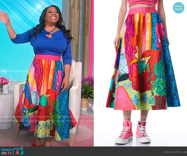 Alice + Olivia Earla High Waisted Midi Skirt worn by Sherri Shepherd on Sherri