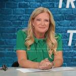 Alison Triessl’s green tie neck dress on Access Hollywood