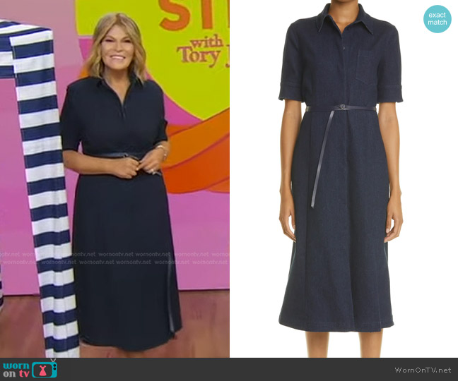 Altuzarra Kieran Belted Denim Serge Midi Shirtdress worn by Tory Johnson on Good Morning America