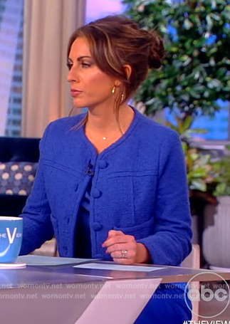 Alyssa's blue tweed cropped jacket on The View