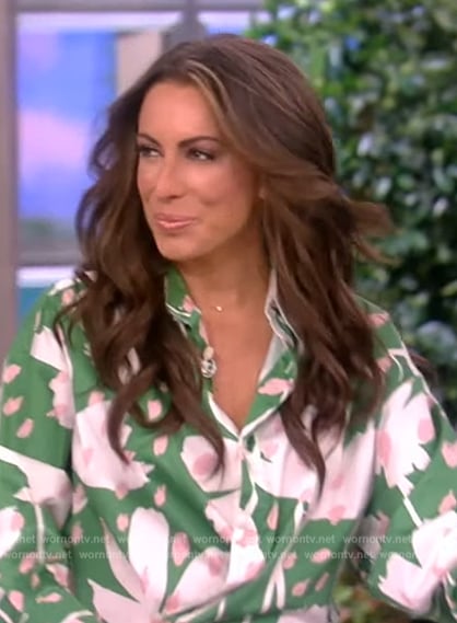 Alyssa’s green floral print mini dress on The View