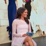 Amanda Garrigus’s pink tulle asymmetric dress on E! News