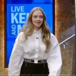 Amanda Seyfried’s white logo hem shirt on Live with Kelly and Mark