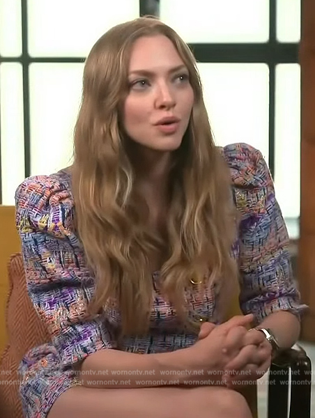 Amanda Seyfried’s tweed crop top and shorts on Access Hollywood