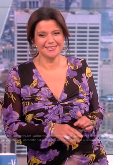 Ana’s black floral gathered dress on The View