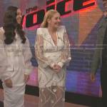 Ana Heichel’s white floral mesh dress on The Voice