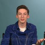 Andrew Barth Feldman’s blue studded jacket on E! News