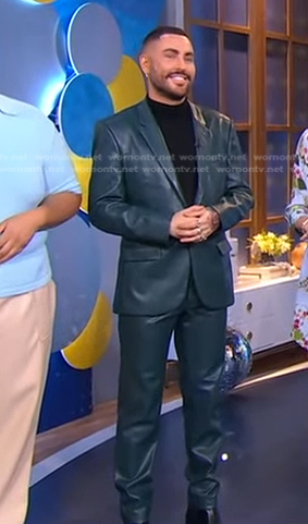 Andrew Fitzsimons's green leather suit on Good Morning America