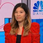 Angela Cenedella’s red floral jacket on NBC News Daily